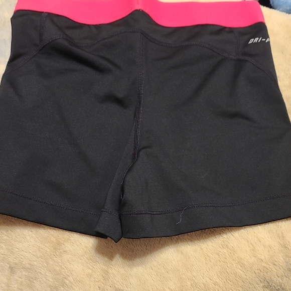 Nike Women's Athletic Shorts Black with Pink Accents - Picture 2 of 5